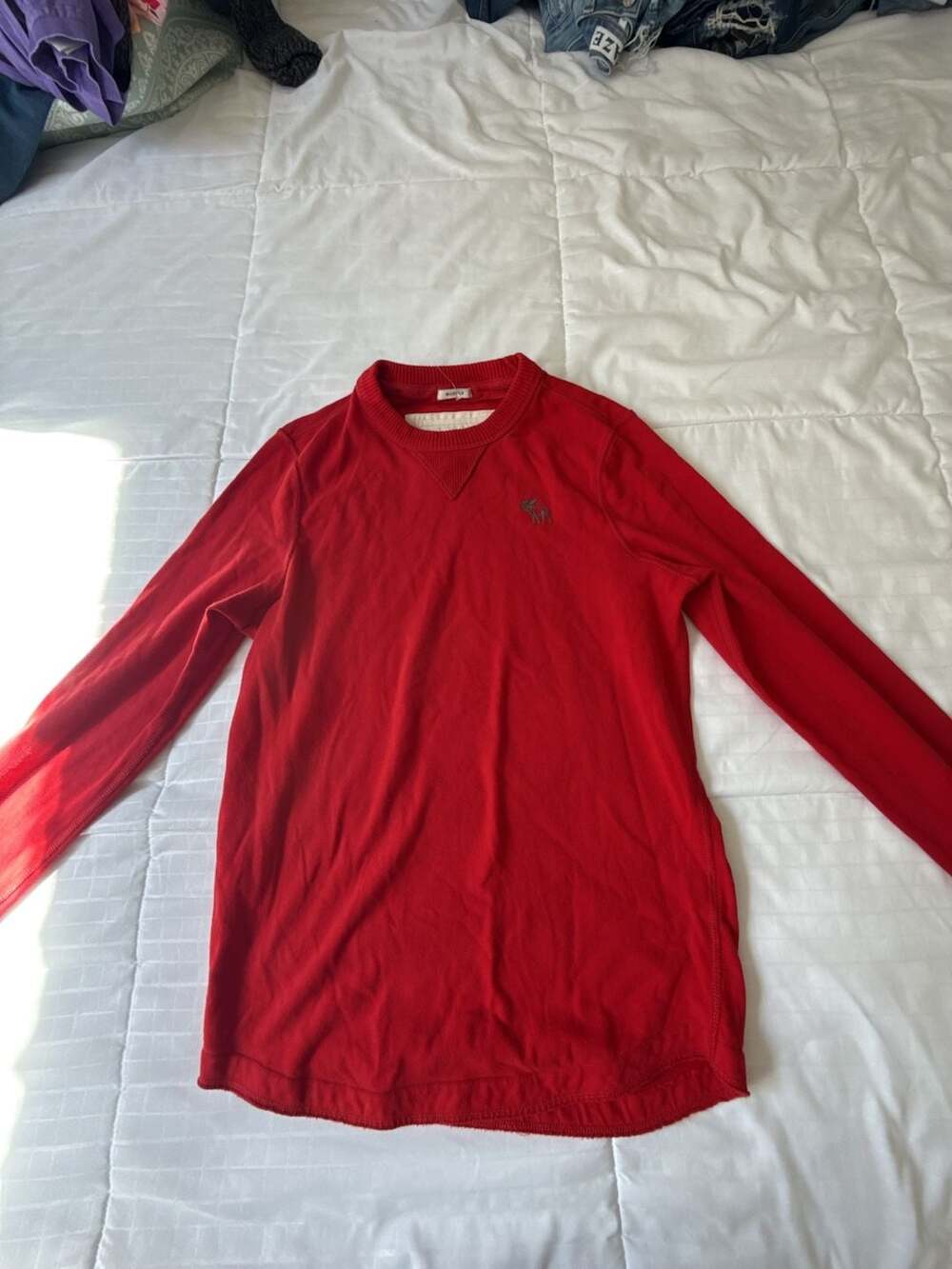 Abercrombie & Fitch Thermal Waffle Knit Long Sleeve Size S Red